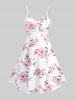 Robe style cottagecore grande taille avec haut court plongeant torsadé et bretelles spaghetti à imprimé floral 3D - Rose clair 2X | US 18-20