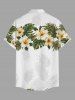 Hibiscus Flower Tropical Leaf Print Buttons Pocket Hawaii Shirt For Men -  4XL