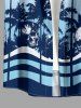Coconut Tree Skull Ombre Print Buttons Pocket Hawaii Shirt For Men - Bleu Marine 6XL