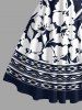 Hibiscus Flower Leaf Print Crisscross Straps Bowknot Hawaii Tank Dress -  