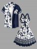 Hibiscus Flower Leaf Print Crisscross Straps Bowknot Hawaii Tank Dress -  