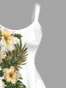 Hibiscus Flower Tropical Leaf Print Hawaii Tank Dress -  