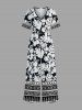 Hibiscus Flowers Tropical Leaf Print V Neck Hawaii Wide Leg Jumpsuit -  