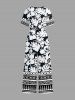 Hibiscus Flowers Tropical Leaf Print V Neck Hawaii Wide Leg Jumpsuit -  