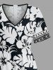 Hibiscus Flowers Tropical Leaf Print V Neck Hawaii Wide Leg Jumpsuit -  