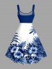 Skull Hibiscus Flower Tropical Leaf Print Hawaii Tank Dress - Bleu profond 5X