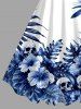 Skull Hibiscus Flower Tropical Leaf Print Hawaii Tank Dress - Bleu profond 5X