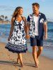 Hibiscus Flower Leaf Print Matching Hawaii Beach Outfit For Couples -  