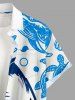 Shark Starfish Conch Print Buttons Pocket Hawaii Shirt For Men -  