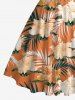 Hibiscus Flower Tropical Leaf Print Crisscross Straps Bowknot Hawaii Tank Dress - Orange L