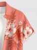 Tropical Leaf Hibiscus Flowers Print Buttons Pocket Hawaii Shirt For Men - Rose orange 6XL