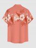 Tropical Leaf Hibiscus Flowers Print Buttons Pocket Hawaii Shirt For Men - Rose orange 6XL