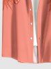 Tropical Leaf Hibiscus Flowers Print Buttons Pocket Hawaii Shirt For Men - Rose orange 6XL