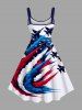 Plus Size Patriotic American Flag Plane Print A Line Tank Dress -  