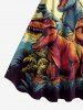 Dinosaur Moon Cloud Print Hawaii A Line Dress - Orange Foncé 1X