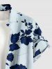 Flower Leaf Branch Print Hawaii Button Pocket Shirt For Men - Bleu profond 6XL