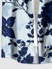 Flower Leaf Branch Print Hawaii Button Pocket Shirt For Men - Bleu profond 6XL