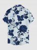Flower Leaf Branch Print Hawaii Button Pocket Shirt For Men - Bleu profond 6XL