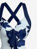 Flower Leaf Branch Print Hawaii Halter Crisscross Strappy A Line Dress -  