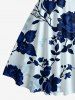 Flower Leaf Branch Print Hawaii Halter Crisscross Strappy A Line Dress -  