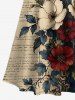 Flower Leaf Branch Newspaper Print Hawaii Cold Shoulder Crisscross A Line Maxi Dress -  