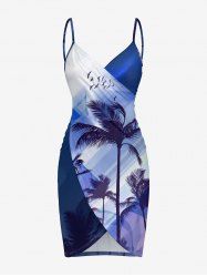 Coconut Tree Ombre Light Beam Print Hawaii Convertible Beach Cover Up -  