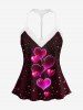 Heart Glitter Stars Print Lace Trim Crochet Pajama Top and Shorts Matching Set -  