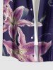 Lily Flower Print Hawaii Button Pocket Shirt For Men - Concorde 4XL