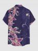 Lily Flower Print Hawaii Button Pocket Shirt For Men - Concorde 4XL