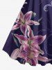 Lily Flower Print Hawaii A Line Dress -  