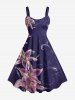 Lily Flower Print Hawaii A Line Dress -  