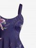 Lily Flower Print Hawaii A Line Dress -  