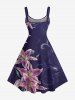 Lily Flower Print Hawaii A Line Dress -  