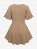 Plus Size Hollow Out Rhombus Embroidery Ruffles Surplice Top -  