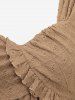 Plus Size Hollow Out Rhombus Embroidery Ruffles Surplice Top -  