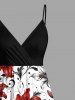 Lily Flower Leaf Print Surplice Hawaii Cami Dress -  