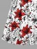 Lily Flower Leaf Print Surplice Hawaii Cami Dress -  