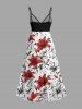 Lily Flower Leaf Print Surplice Hawaii Cami Dress -  
