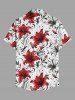 Lily Flower Leaf Print Buttons Pocket Hawaii Shirt For Men -  