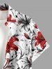 Lily Flower Leaf Print Buttons Pocket Hawaii Shirt For Men -  