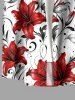 Lily Flower Leaf Print Buttons Pocket Hawaii Shirt For Men -  