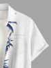Skull Flower Tropical Leaf Print Buttons Pocket Hawaii Shirt For Men -  