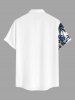 Skull Flower Tropical Leaf Print Buttons Pocket Hawaii Shirt For Men -  