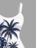 Skull Flower Tropical Leaf Coconut Tree Print Hawaii Tank Dress -  