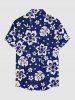 Hibiscus Flowers Tropical Leaf Print Buttons Pocket Hawaii Shirt For Men -  