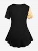 Plus Size Cat Tree Leaf Flower Print Short Sleeves T-shirt -  