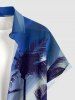 Coconut Tree Ombre Light Beam Print Hawaii Button Pocket Shirt For Men -  
