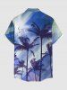Coconut Tree Ombre Light Beam Print Hawaii Button Pocket Shirt For Men -  