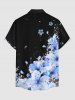 Flower Petal Print Hawaii Button Pocket Shirt For Men -  