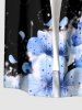 Flower Petal Print Hawaii Button Pocket Shirt For Men -  